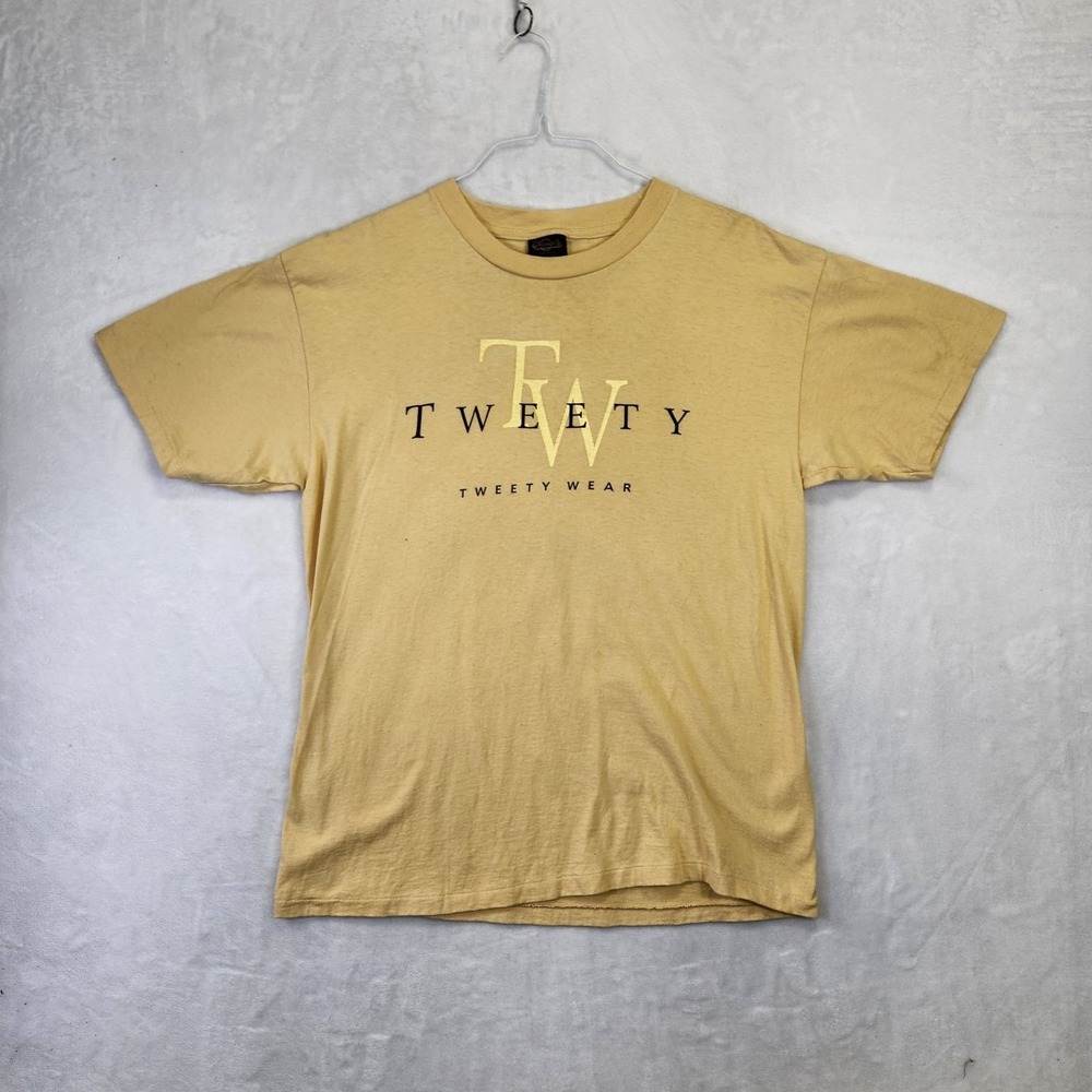 Vintage 90s Tweety Bird Yellow T Shirt Mens L Looney Tunes Changes Made USA 1995